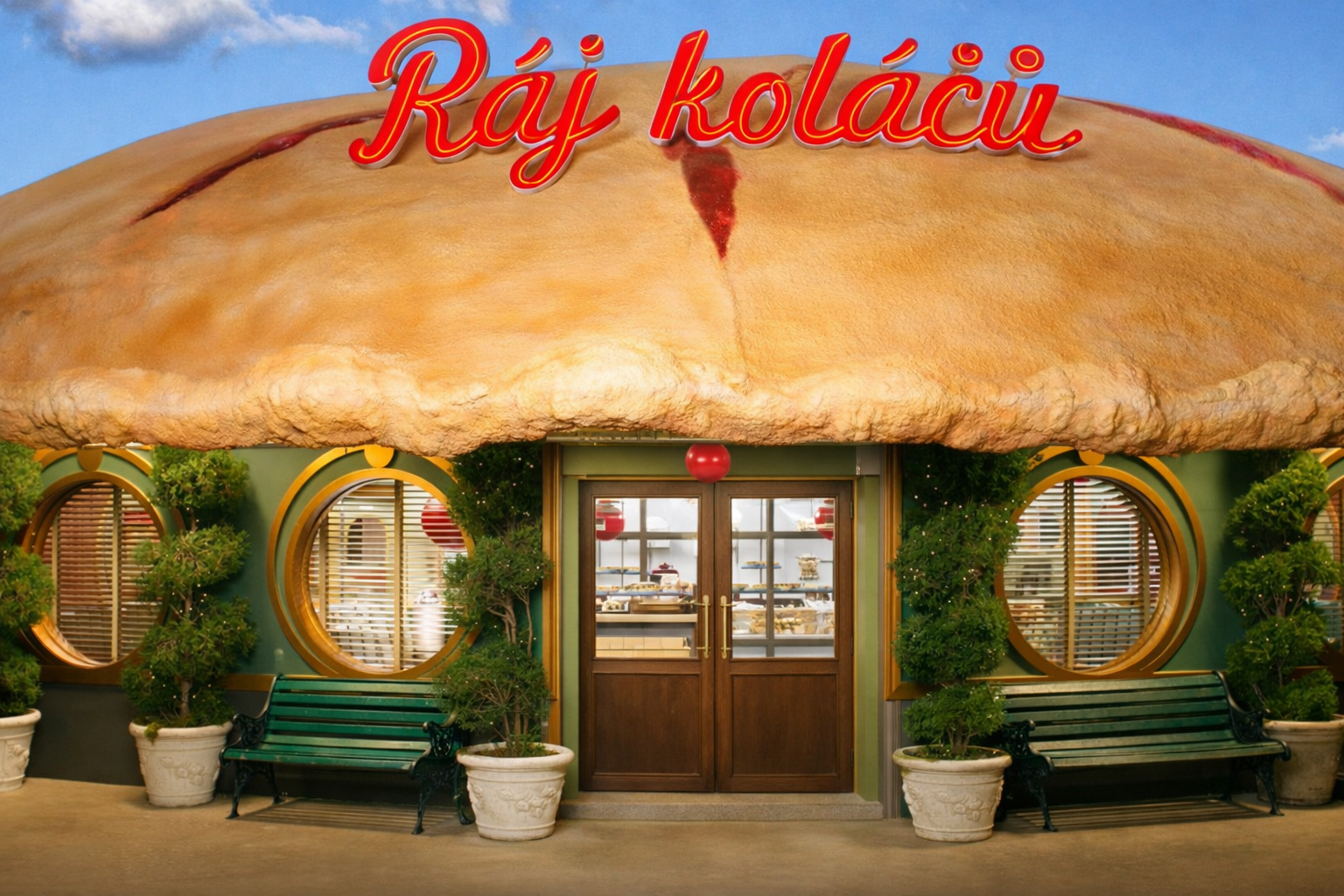 Fasáda cukrárny Ráj koláčů